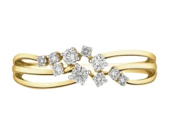 Pierścionek żółtego złota z brylantami - 0,18 ct - próba 585