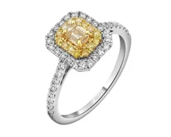 Pierścionek z białego i żółtego z diamentami - 0,72 ct - próba 585