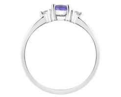 Pierścionek z białego złota z brylantami i tanzanitem - próba 585