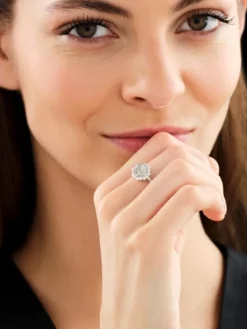 Pierścionek z białego złota z diamentami - 1,04 ct - próba 750