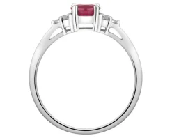 Pierścionek z białego złota z brylantami i rubinem - próba 585