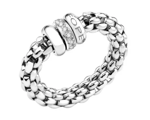 Pierścionek z białego złota z brylantami - 0,10 ct - próba 750
