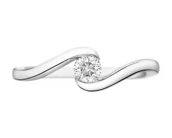 Pierścionek z białego złota z brylantem - 0,23 ct - próba 750