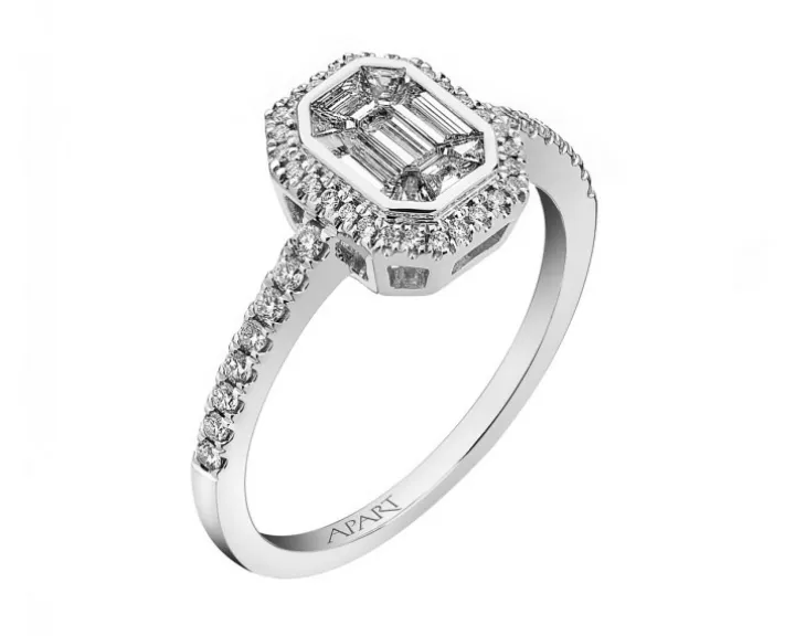 Pierścionek z białego złota z diamentami - 0,58 ct - próba 750