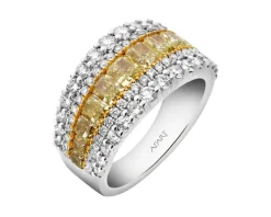 Pierścionek z białego złota z diamentami Fancy Yellow - 3,24 ct - próba 750