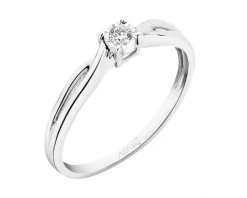 Pierścionek z białego złota z brylantem - 0,05 ct - próba 750