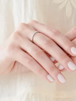 Pierścionek z białego złota z brylantami - 0,10 ct - próba 585