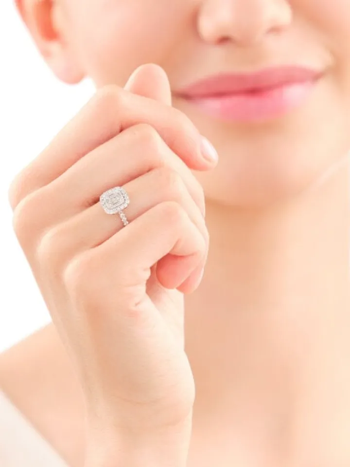 Pierścionek z białego złota z diamentami - 0,50 ct - próba 585