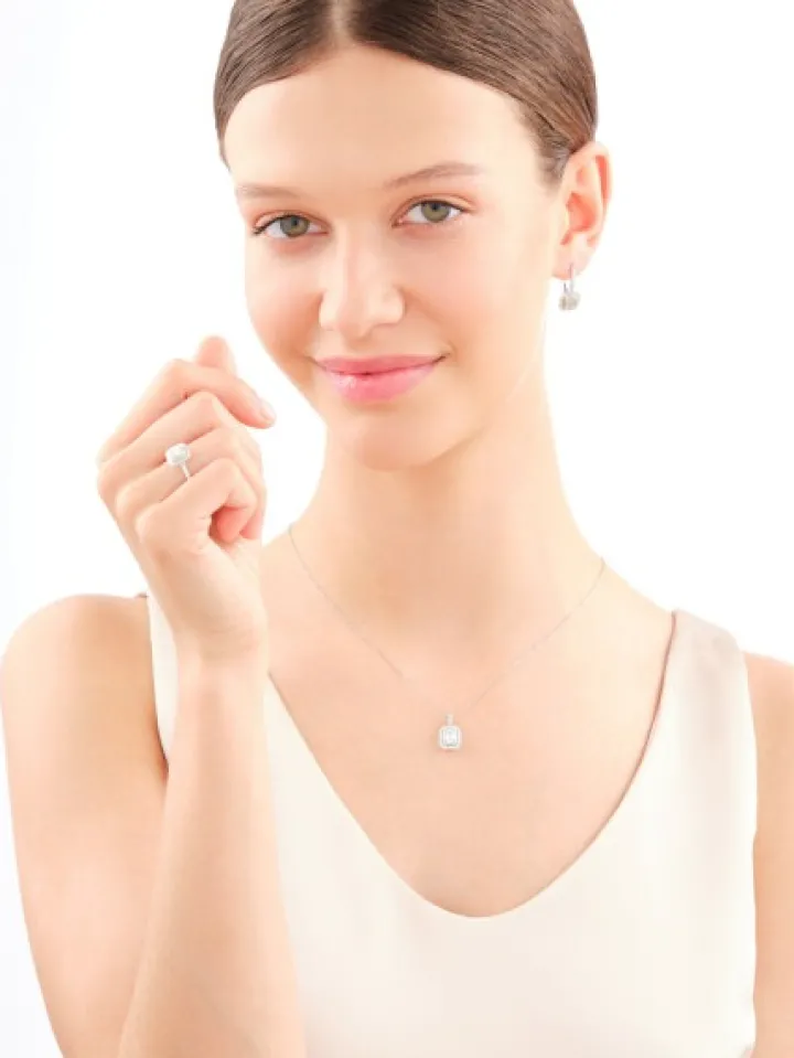 Pierścionek z białego złota z diamentami - 0,50 ct - próba 585