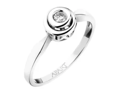 Pierścionek z białego złota z brylantem - 0,06 ct - próba 585