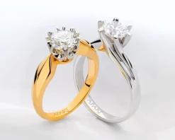 Pierścionek z białego złota z brylantem - 0,09 ct - próba 585