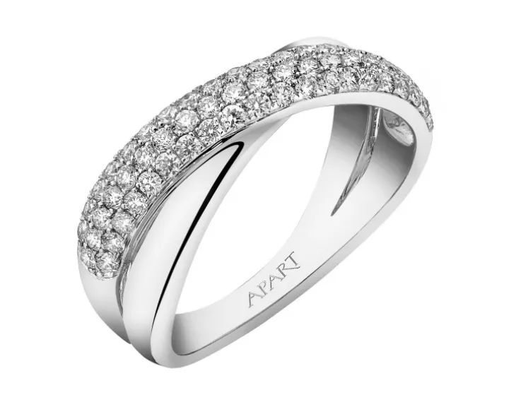 Pierścionek z białego złota z brylantami i tanzanitem - próba 750