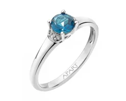 Pierścionek z białego złota z brylantami i rubinami - próba 585