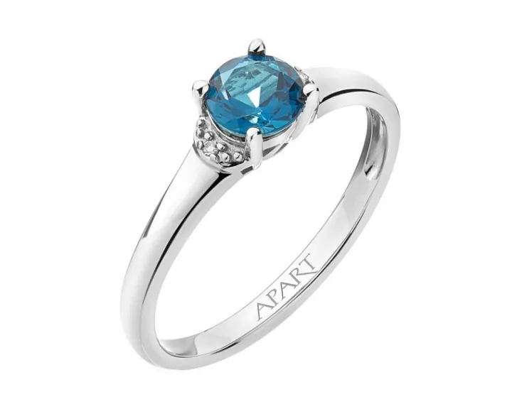 Pierścionek z białego złota z brylantami i rubinami - próba 585