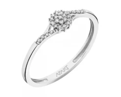 Pierścionek z białego złota z diamentami - 0,06 ct - próba 375
