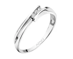 Pierścionek z białego złota z brylantami - 0,08 ct - próba 585