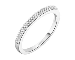 Pierścionek z białego złota z diamentami - 0,06 ct - próba 375