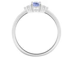 Pierścionek z białego złota z brylantami i tanzanitem - próba 585