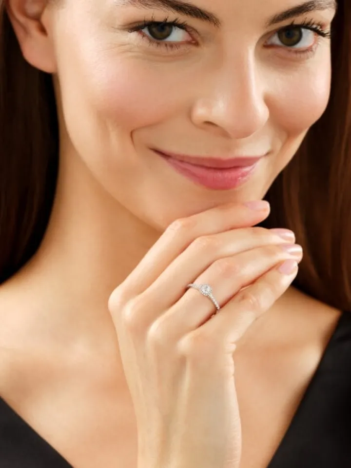 Pierścionek z białego złota z diamentami - SI2/H - 0,54 ct - próba 585