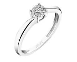Pierścionek z białego złota z diamentami - 0,03 ct - próba 585
