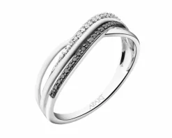 Pierścionek z białego złota z diamentami - 0,09 ct - próba 585