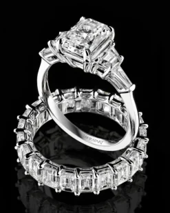 Pierścionek z białego złota z diamentami laboratoryjnymi - Eternity - 5,25 ct - próba 750