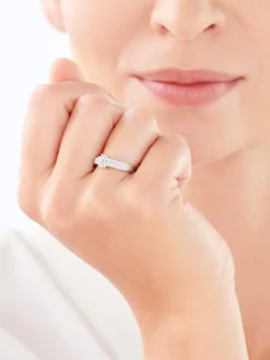 Pierścionek z białego złota z diamentami - 0,24 ct - próba 585