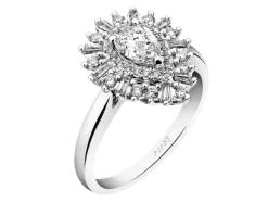 Pierścionek z białego złota z diamentami - SI1/G - 0,85 ct - próba 585