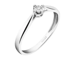Pierścionek z białego złota z brylantem - serce - 0,03 ct - próba 585
