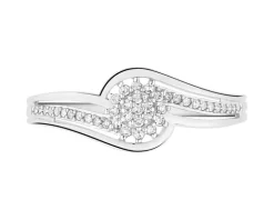 Pierścionek z białego złota z diamentami - 0,10 ct - próba 585