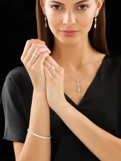 Pierścionek z białego złota z diamentami - 0,53 ct - próba 585