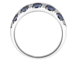 Pierścionek z białego złota z brylantami i szafirami - próba 585