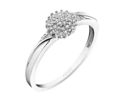 Pierścionek z białego złota z diamentami - 0,12 ct - próba 750