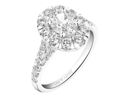 Pierścionek z białego złota z diamentami laboratoryjnymi - 1,75 ct - próba 750