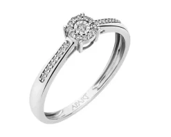 Pierścionek z białego złota z diamentami - 0,10 ct - próba 750