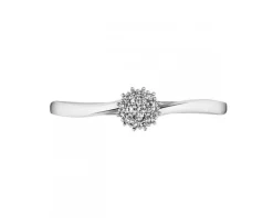 Pierścionek z białego złota z diamentami - 0,03 ct - próba 375