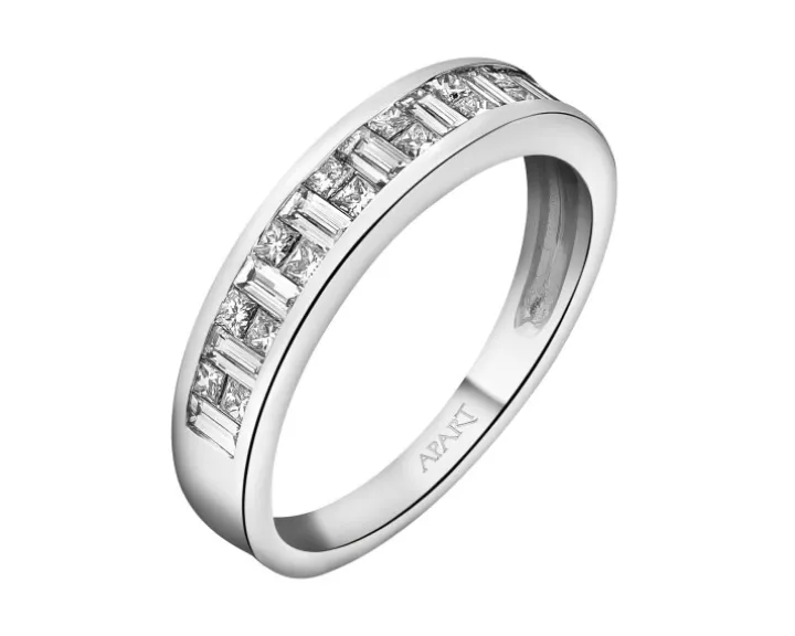 Pierścionek z białego złota z diamentami - 0,55 ct - próba 585