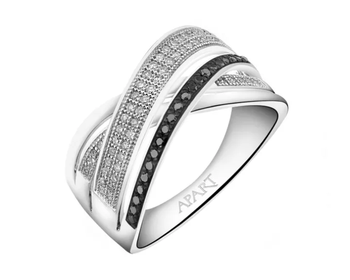 Pierścionek z białego złota z diamentami - 0,25 ct - próba 585