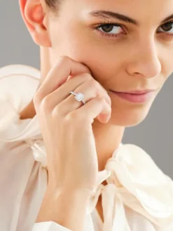 Pierścionek z białego złota z diamentami laboratoryjnymi - 1,00 ct - próba 750