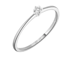Pierścionek z  białego złota z brylantem - 0,01 ct - próba 375