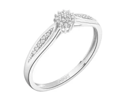 Pierścionek z białego złota z diamentami - 0,09 ct - próba 585