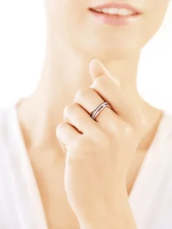 Pierścionek z białego złota z diamentami - 0,17 ct - próba 585