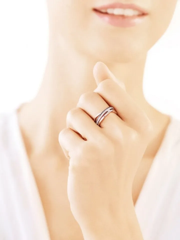 Pierścionek z białego złota z diamentami - 0,17 ct - próba 585