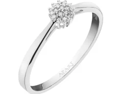 Pierścionek z białego złota z diamentami - 0,05 ct - próba 375
