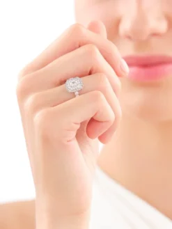 Pierścionek z białego złota z diamentami - 0,82 ct - próba 585