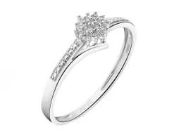 Pierścionek z białego złota z diamentami - 0,04 ct - próba 585