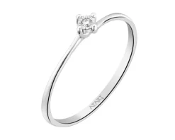Pierścionek z białego złota z brylantem - 0,01 ct - próba 585