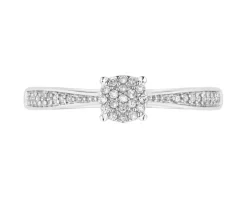 Pierścionek z białego złota z brylantami i tanzanitem - próba 585