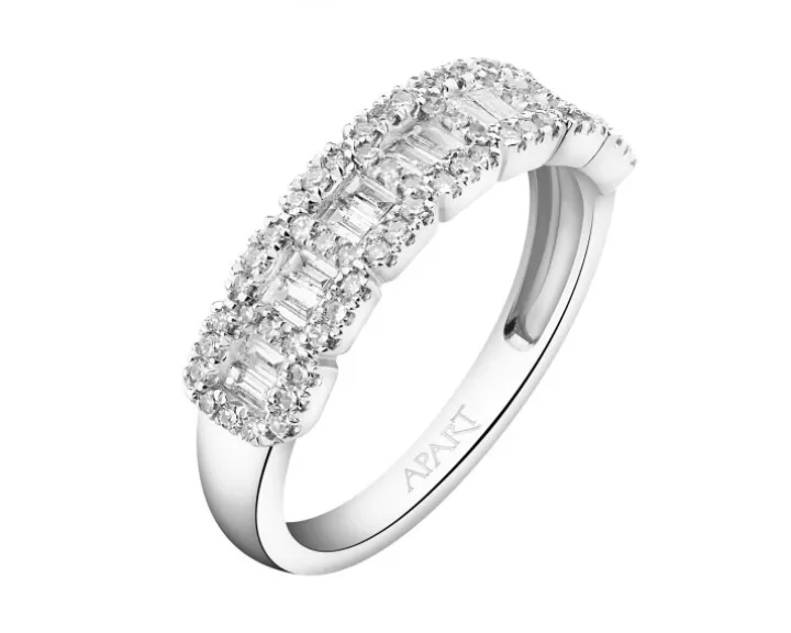 Pierścionek z białego złota z diamentami - 0,49 ct - próba 585