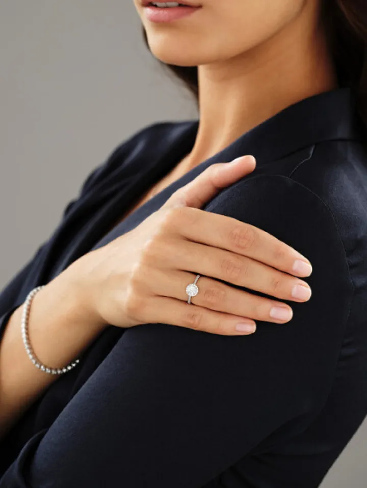 Pierścionek z białego złota z brylantami - 0,66 ct - próba 585